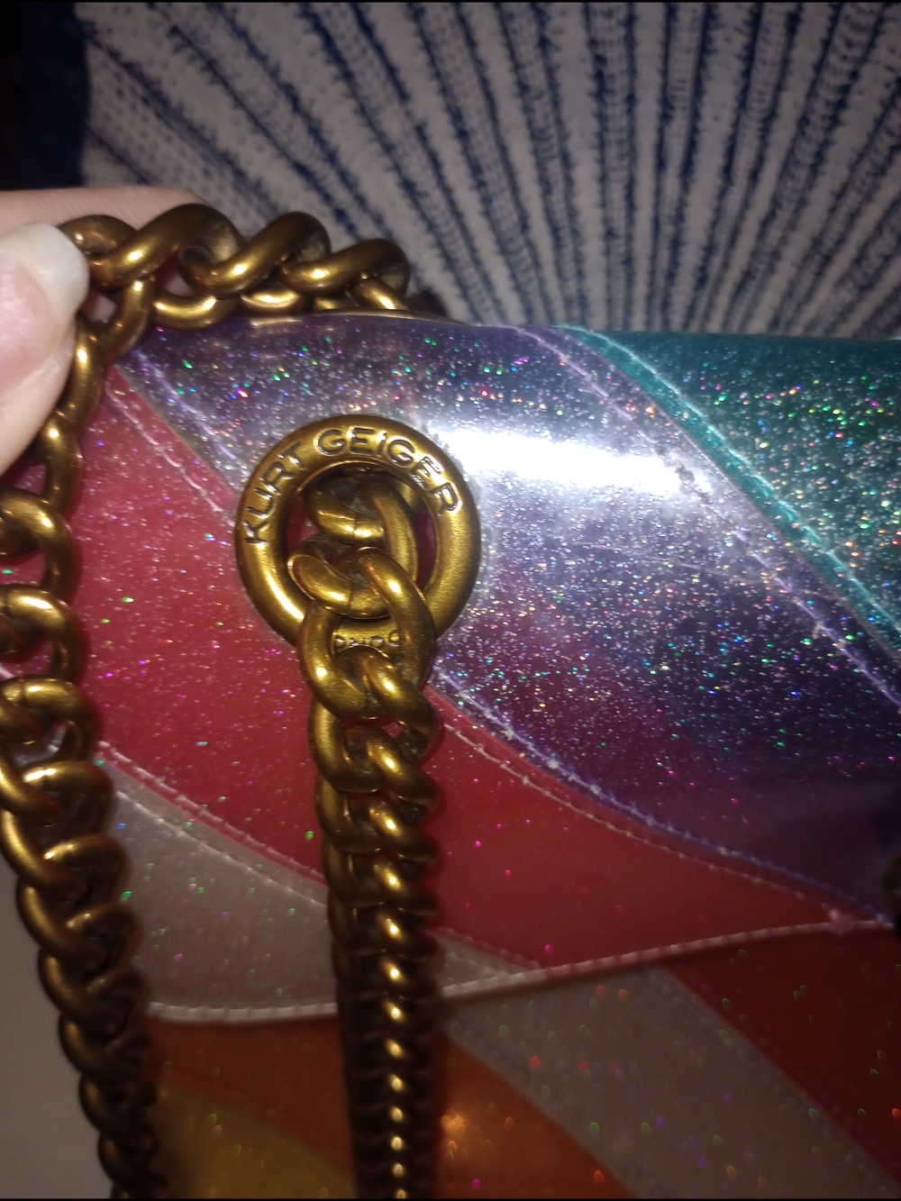 Kurt Geiger Vinyl Kensington Rainbow Shoulder Bag - Picture 6 of 13